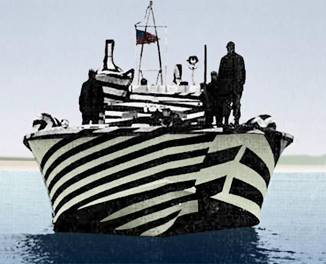 Bold diagonal bands echoing signal tape