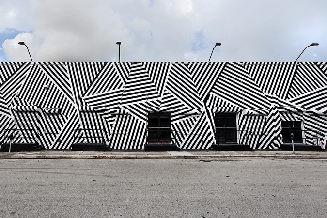 Technical grid overlaid on dazzle pattern